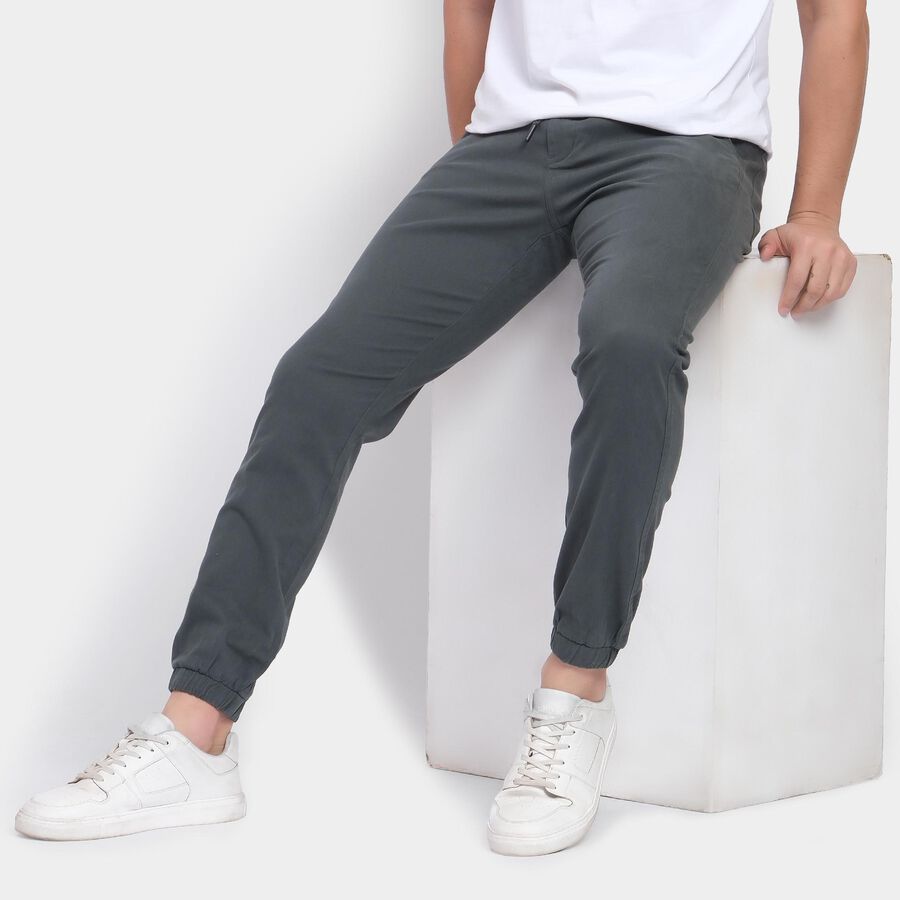 Men's Slim Fit Casual Trousers , गहरा हरा, large image number null