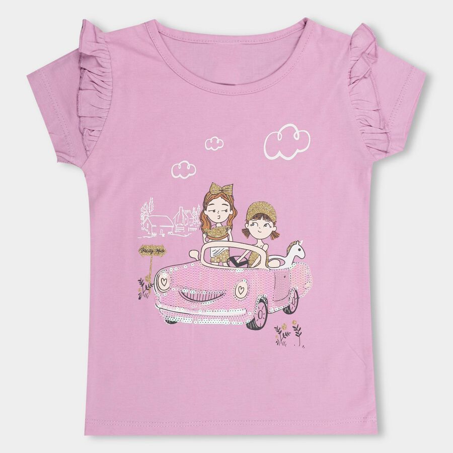 Girls' 100% Cotton T-Shirt , लाइलेक, large image number null