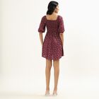 Ladies' Deep Maroon Square Neck Bohemian Dress, Wine, small image number null