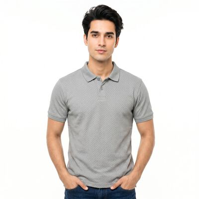 Men Grey Polo Neck Polo T-Shirt