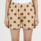 Women's Beige Regular Fit Casual Shorts, गहरा पीला, small