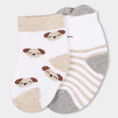 Infants Bright White Ankle Length Jacquard Socks