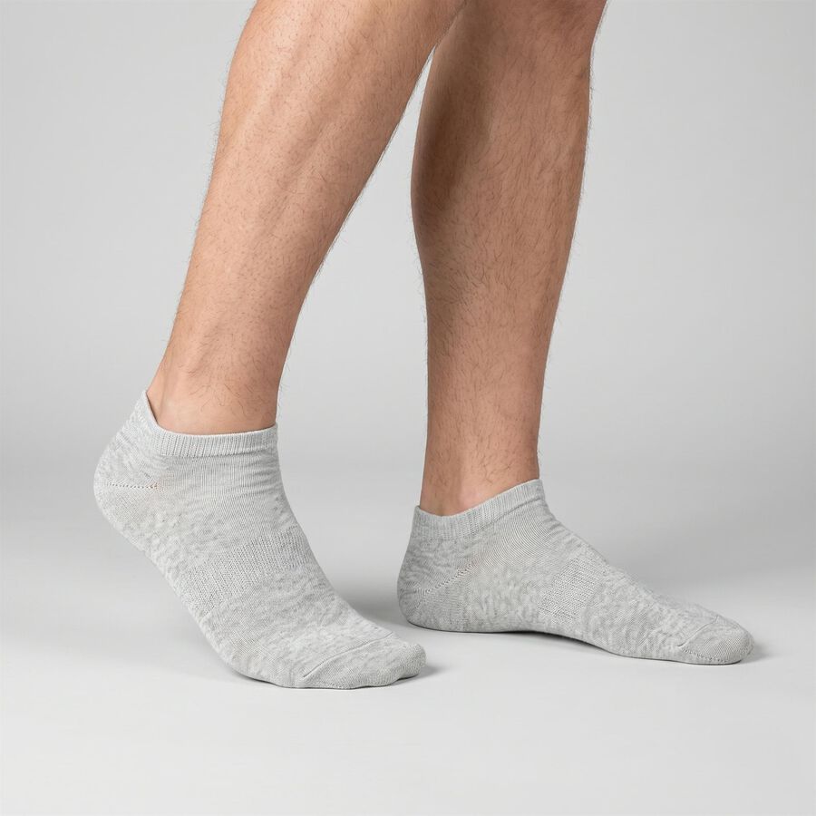 Men's Ankle Length Regular Fit Solid Pack of 3 Socks ( Black, Grey, White ), मिश्रित हल्का ग्रे, large
