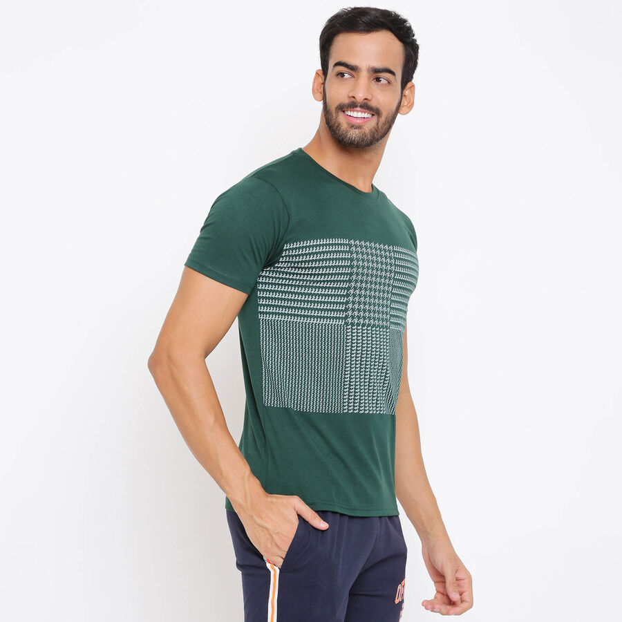 Cut & Sew Round Neck T-Shirt, Dark Green, large image number null