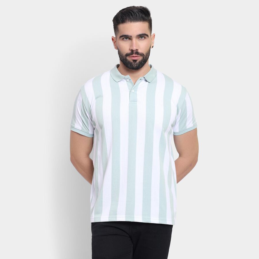 Men's Collared Half Sleeves T-Shirt , हल्का हरा, large image number null