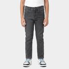 Boys' Dark Grey Slim Fit Washed Jeans, गहरा ग्रे, small