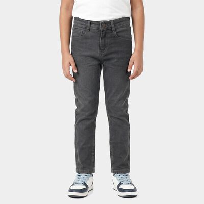 Boys' Dark Grey Slim Fit Washed Jeans