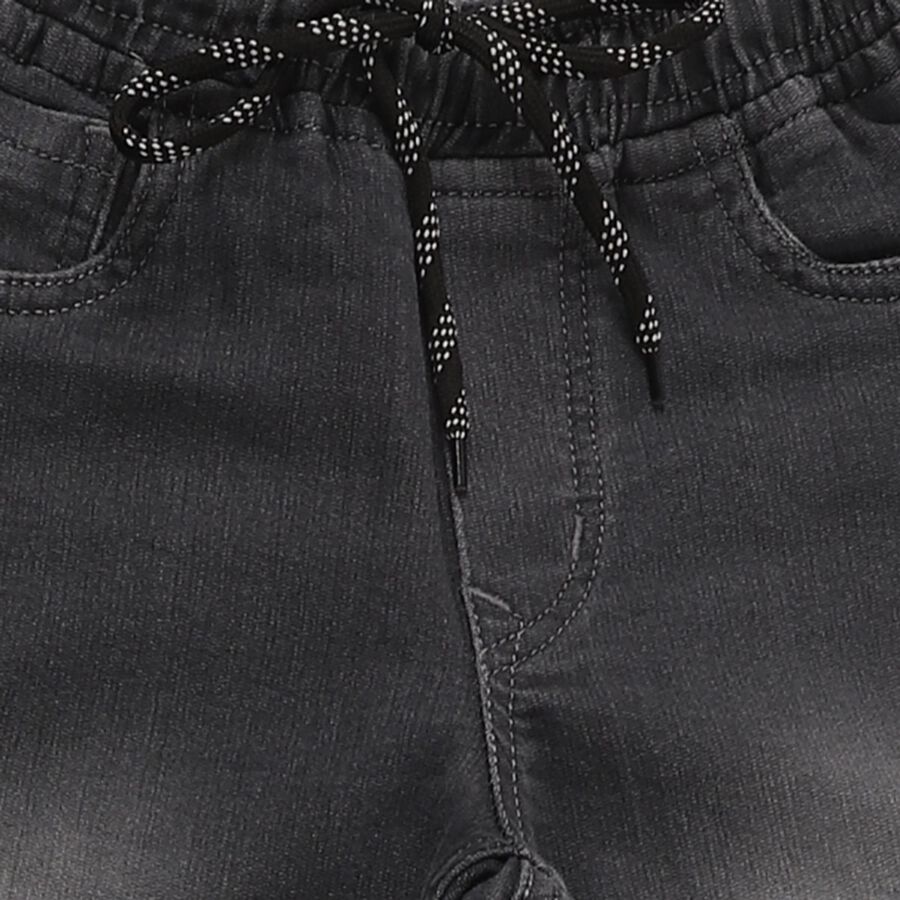 Boys' Charcoal Black Regular Fit Elasticated Jeans, गहरा ग्रे, large image number null