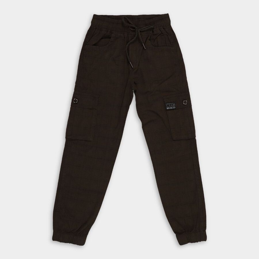 Boys' 100% Cotton Trousers, ओलिव, large image number null