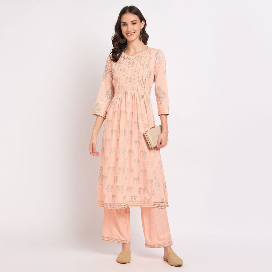 Ladies' Kurta Pyjama Set, Peach, large image number null