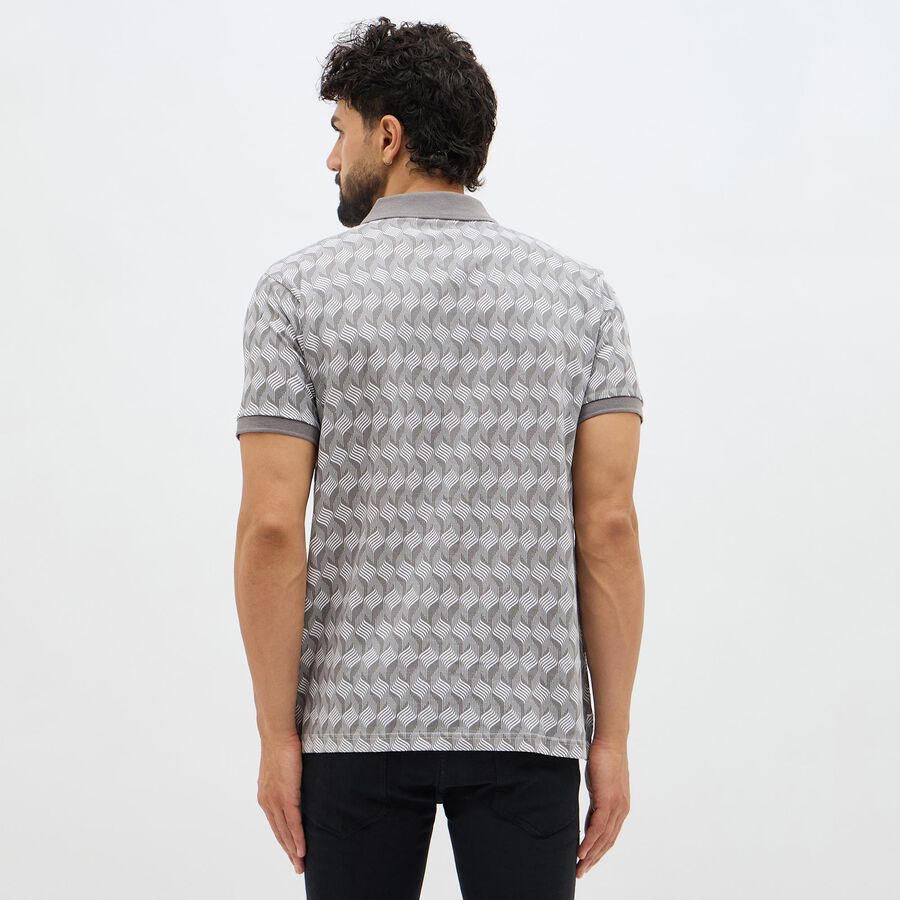 Men's Dark Grey Cotton Polo Collar Casual T-Shirt, Dark Grey, large image number null