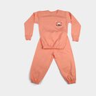 Girls Peach Round Neck Lounge Hipster Set, पीच, small