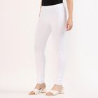 Women's Bright White Cotton Blend Elastic Waist Churidar, सफ़ेद, small image number null