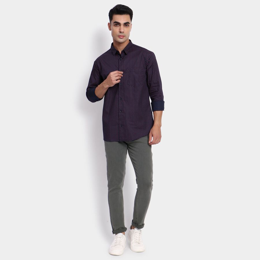 Men's 100% Cotton Casual Shirt, नेवी ब्लू, large image number null