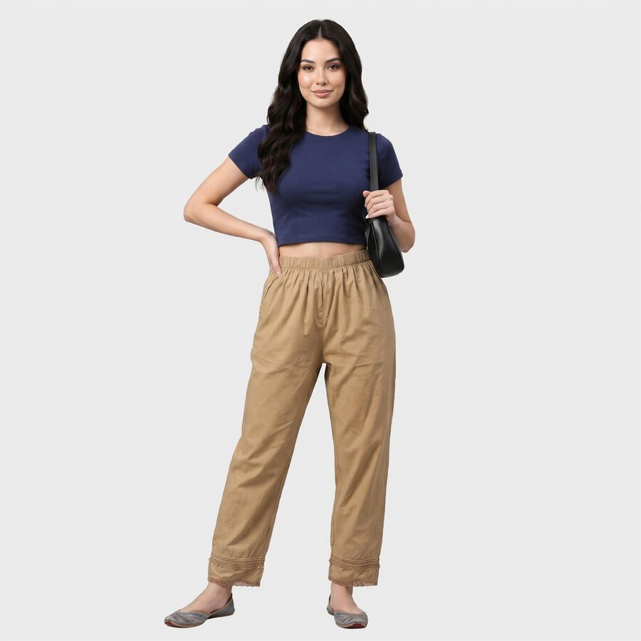 Women's Beige Regular Fit Palazzos, Beige, large