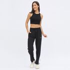Women's Jet Black Regular Fit Side-Striped Track Pants, Black, small image number null
