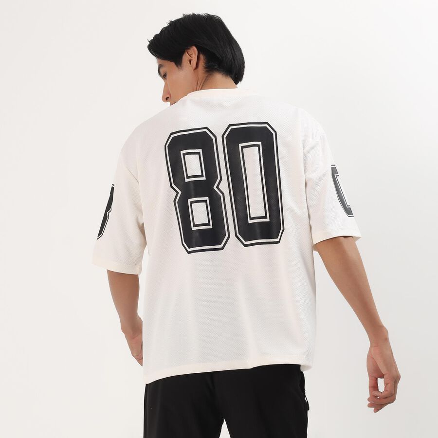 Men's Off White V-Neck Athleisure Drifit T-Shirt, Off White, large