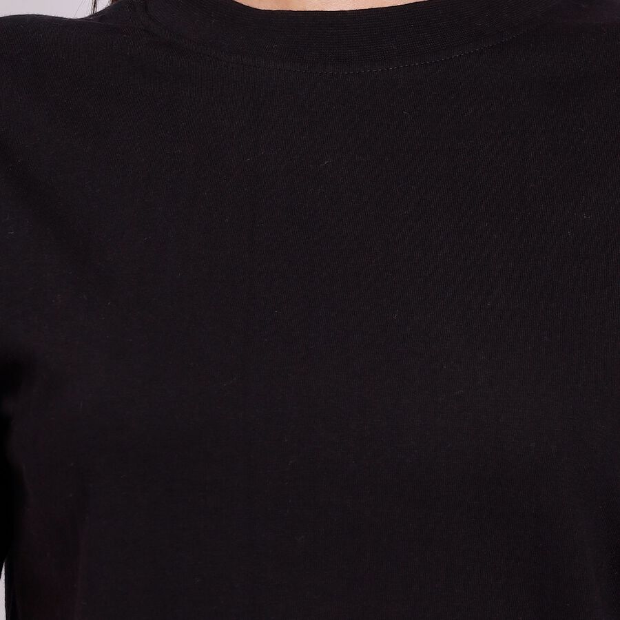 Ladies' 100% Cotton Round Neck T-Shirt, Black, large image number null