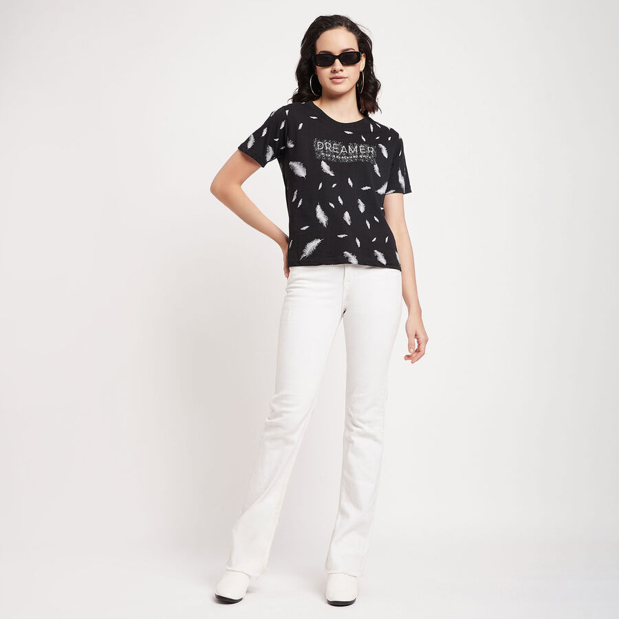 All Over Print Round Neck T-Shirt, Black, large image number null