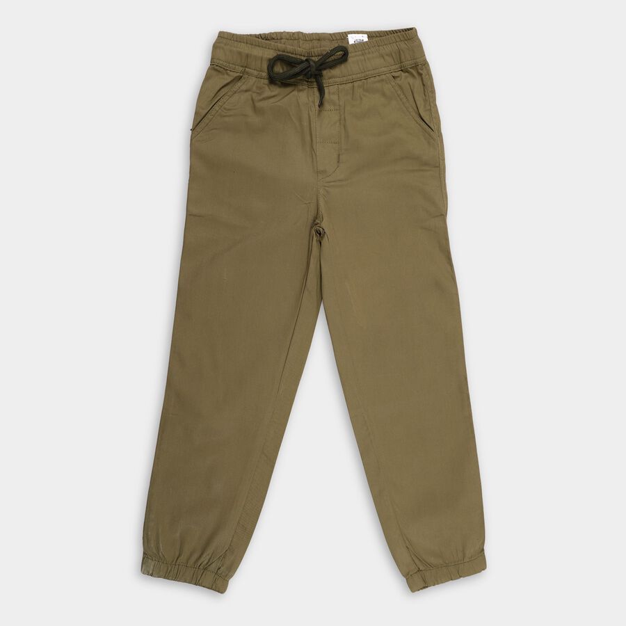 Boy's 100% Cotton Trousers, Olive, large image number null