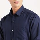 Solid Regular Collar Formal Shirt, Navy Blue, small image number null