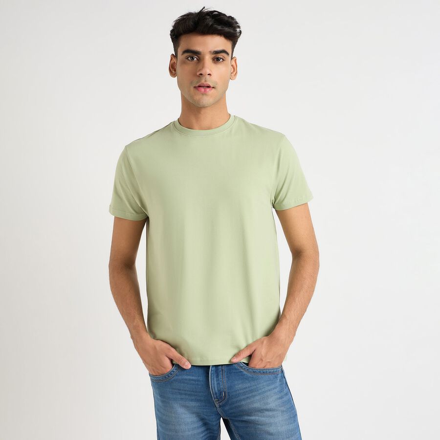 Men's Round Neck Half Sleeves T-Shirt, Light Green, large image number null