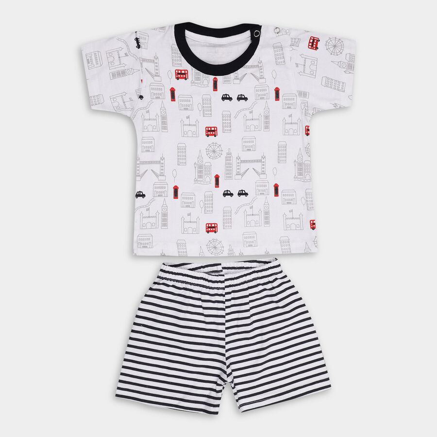Infant Boys' 100% Cotton Baba Suit, नेवी ब्लू, large
