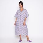 Women's Lavender V-Neck Kaftan Nighty, लाइलेक, small
