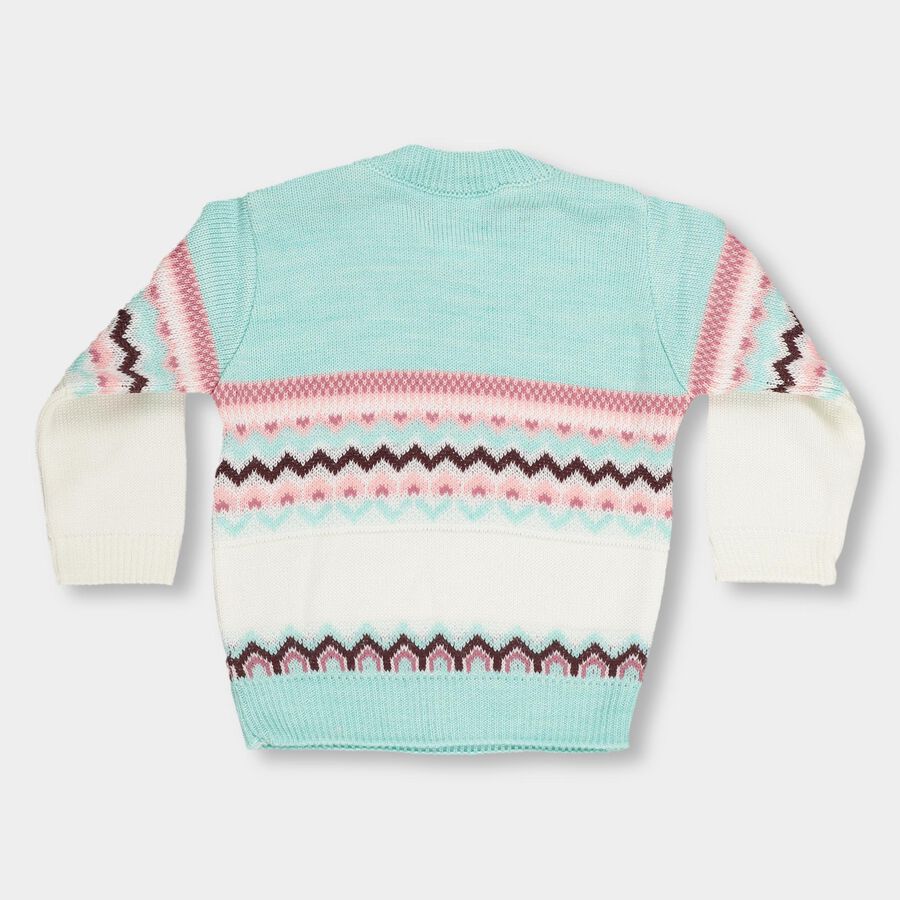 Infants Light Pastel Green Round Neck Jacquard Pullover, हल्का हरा, large image number null