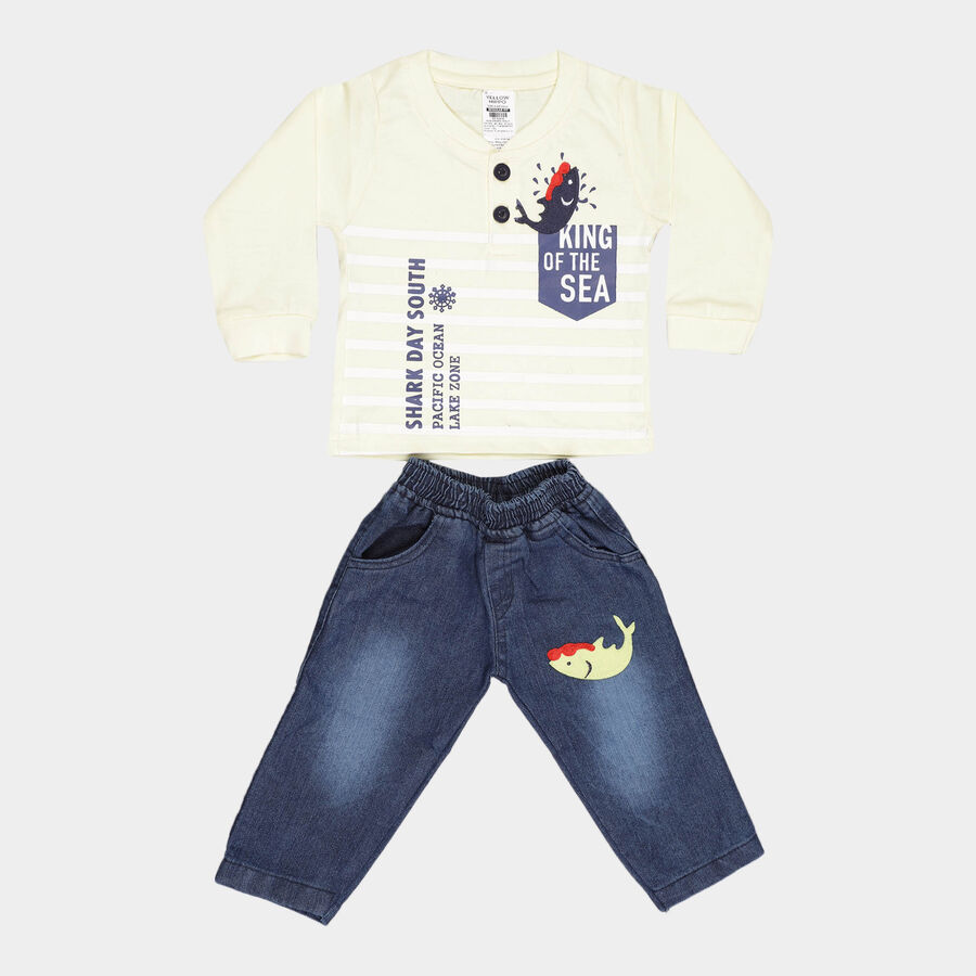 Infants Cotton Baba Suit, Yellow, large image number null
