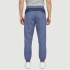 Men's Mid Blue Regular Fit Solid Track Pants, मध्यम नीला, small
