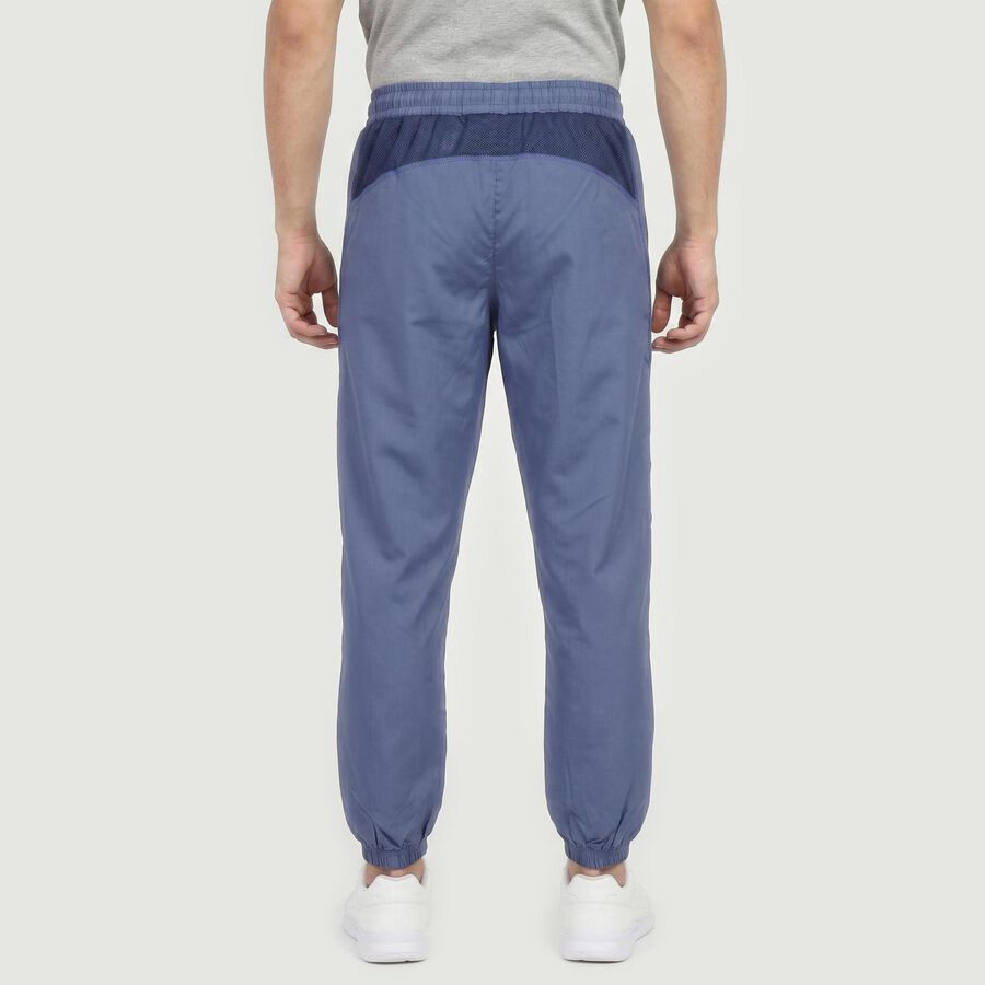 Men's Mid Blue Regular Fit Solid Track Pants, मध्यम नीला, large