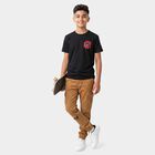 Boys Black Cotton Blend Crew Neck Regular Boys T-Shirt, काला, small