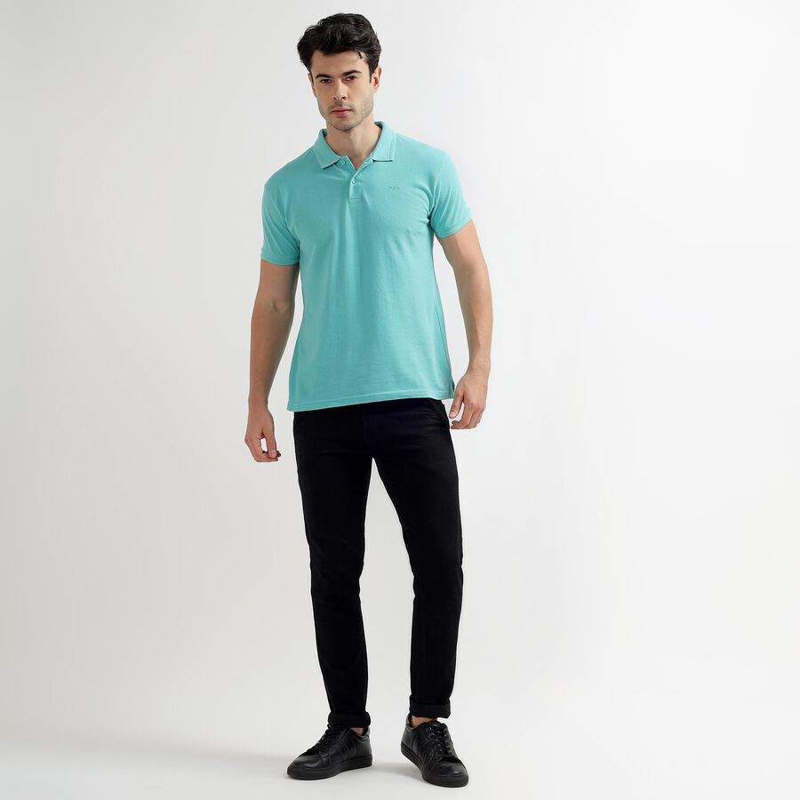 Men's Collared Half Sleeves T-Shirt, हल्का हरा, large