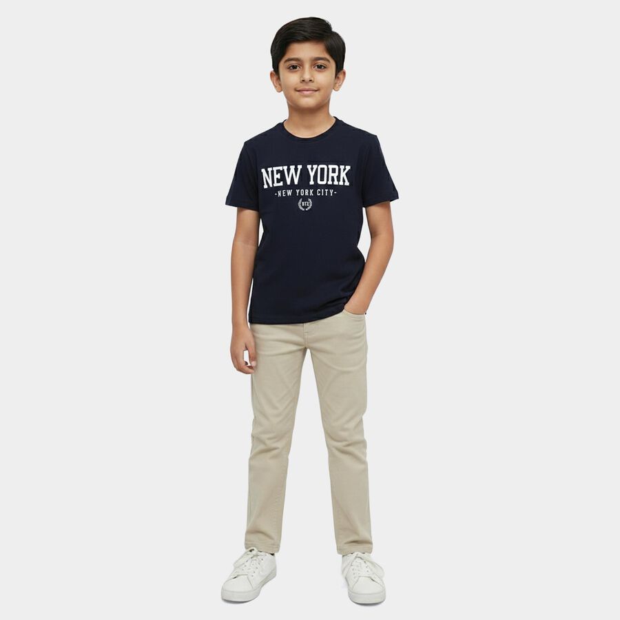 Boys' Half Sleeves T-Shirt, Navy Blue, large