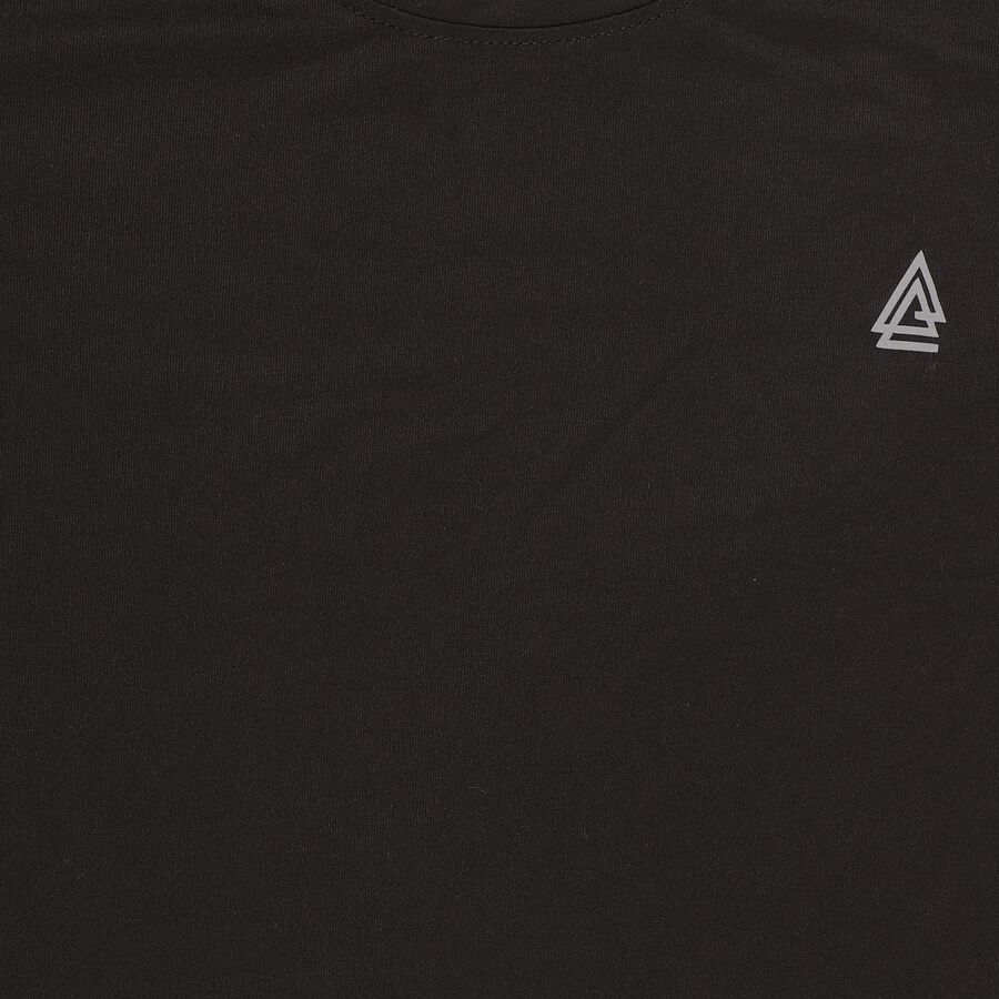 Boys Jet Black Crew Neck Casual T-Shirt, काला, large image number null