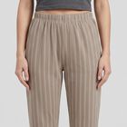 Women's Grey Straight Fit Striped Lounge Pyjama, हल्का ग्रे, small