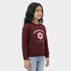 Girls' Wine Crew Neck Graphic Print Sweatshirt, Wine, small
