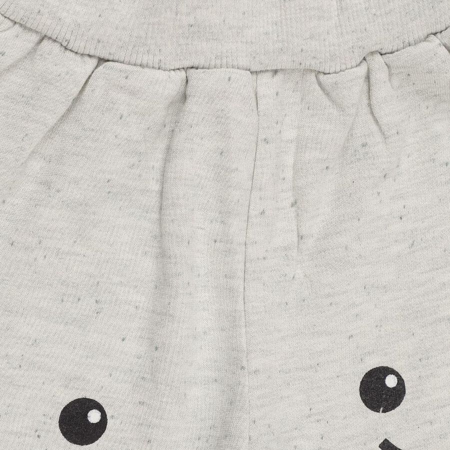 Infants Light Heather Grey Monster Print Cotton Blend Pyjama, Melange Light Grey, large image number null