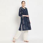 Ladies' 100% Cotton Kurta, गहरा नीला, small image number null