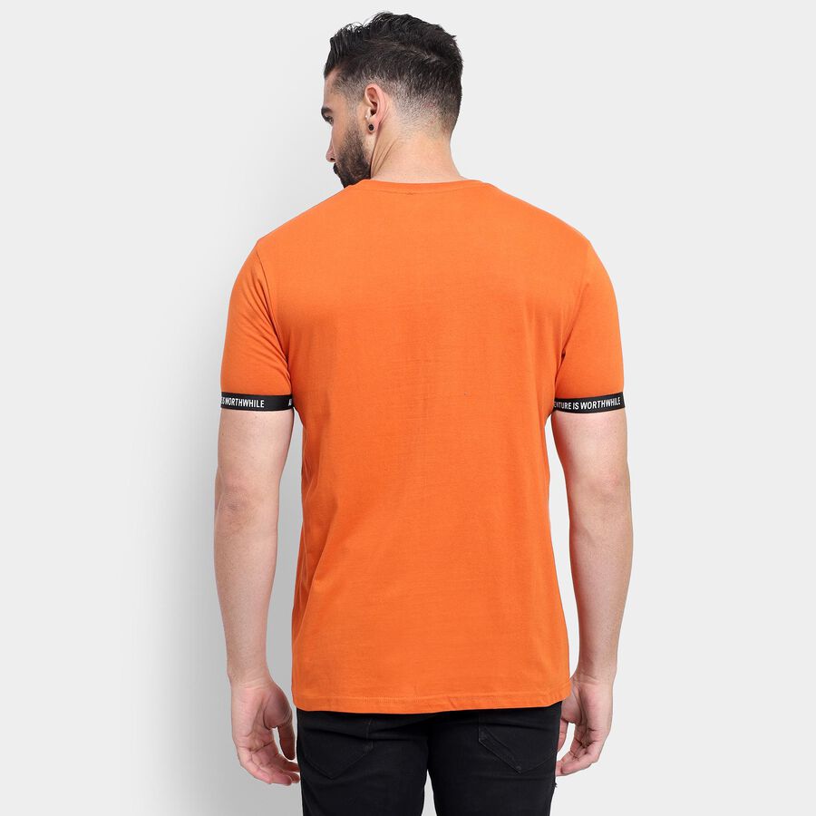 Men's 100% Cotton Round Neck Half Sleeves T-Shirt , Orange, large image number null