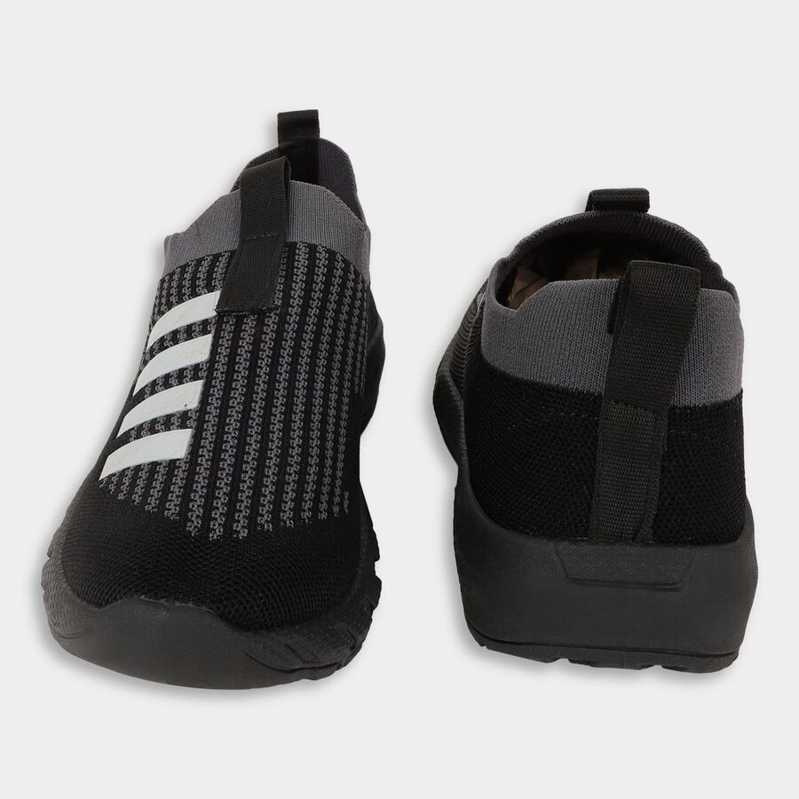 Men's Jet Black Slip-On Casual Sneakers, काला, large