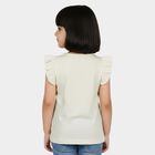 Girls White Cotton Round Neck Regular T-Shirt, सफ़ेद, small