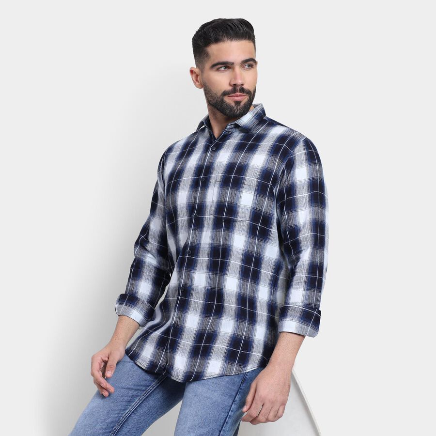 Men's 100% Cotton Casual Shirt , Navy Blue, large image number null