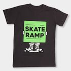 Boys' Dark Charcoal Grey Cotton Round Neck Graphic Print T-Shirt, Dark Grey, small image number null