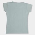 Girls Muted Sage Green Cotton Blend Crew Neck Short Sleeve T-Shirt, Light Green, small image number null
