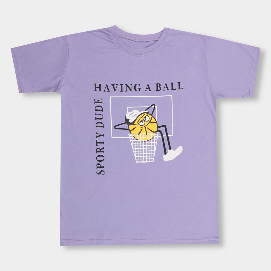 Boys' Half Sleeves T-Shirt , Lilac, large image number null
