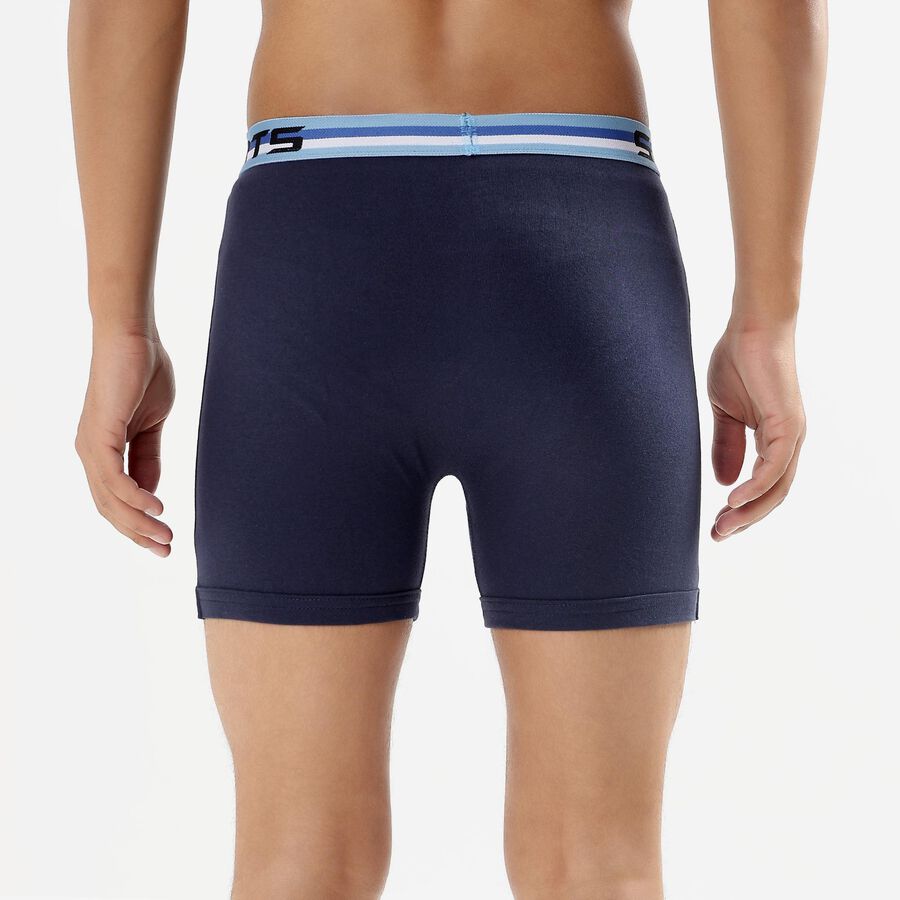 Men's 100% Cotton Long Length Trunks, Navy Blue, large image number null
