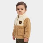 Infants Beige Stand Collar Zip-Up Sweatshirt, Beige, small