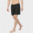 Men's Black Relaxed Fit Geometric Printed Boxers, काला, small